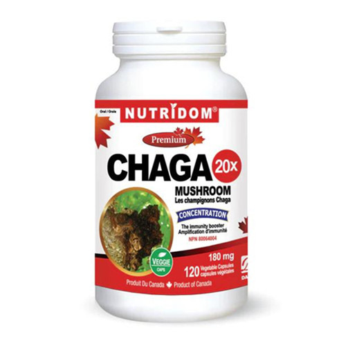 Nutridom Chaga Mushroom 20X Extract 120 Veggie Capsules