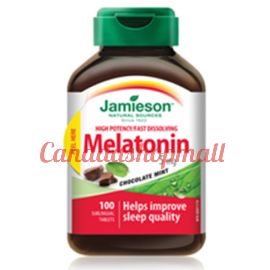 Jamieson Melatonin 5mg Fast Dissolving chocolate mint 100bi-layer caplets.