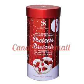 Saxon Chocolates Peppermint Cranberry Pretzels Tin 8pcs 225 g