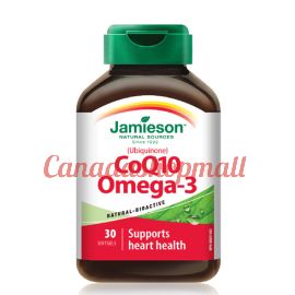 Jamieson CoQ10 100 mg Omega-3 30 softgels.